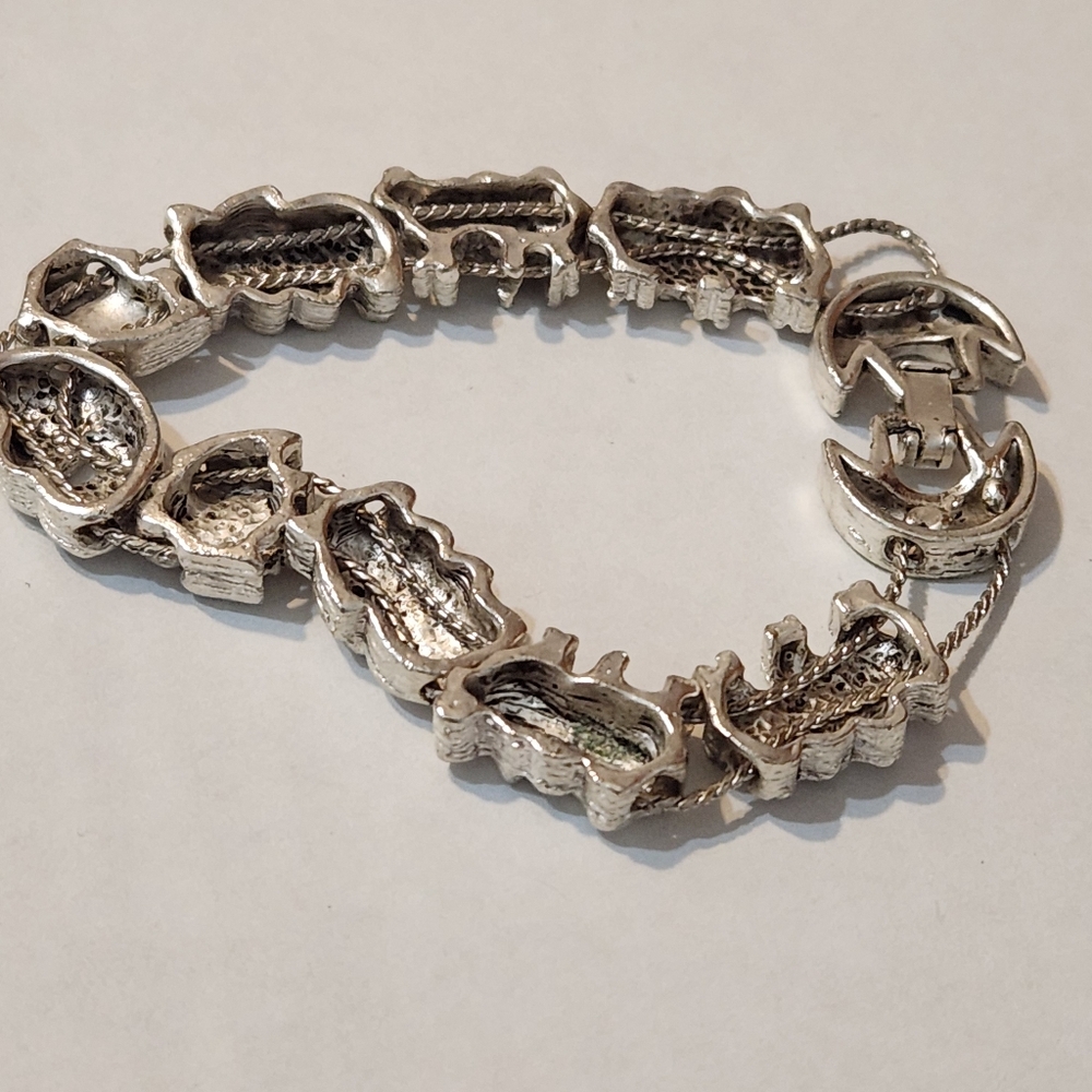 Vintage Noah's Ark theme slide bracelet Silver Colored sheep camel elephant dove - Picture 3 of 16